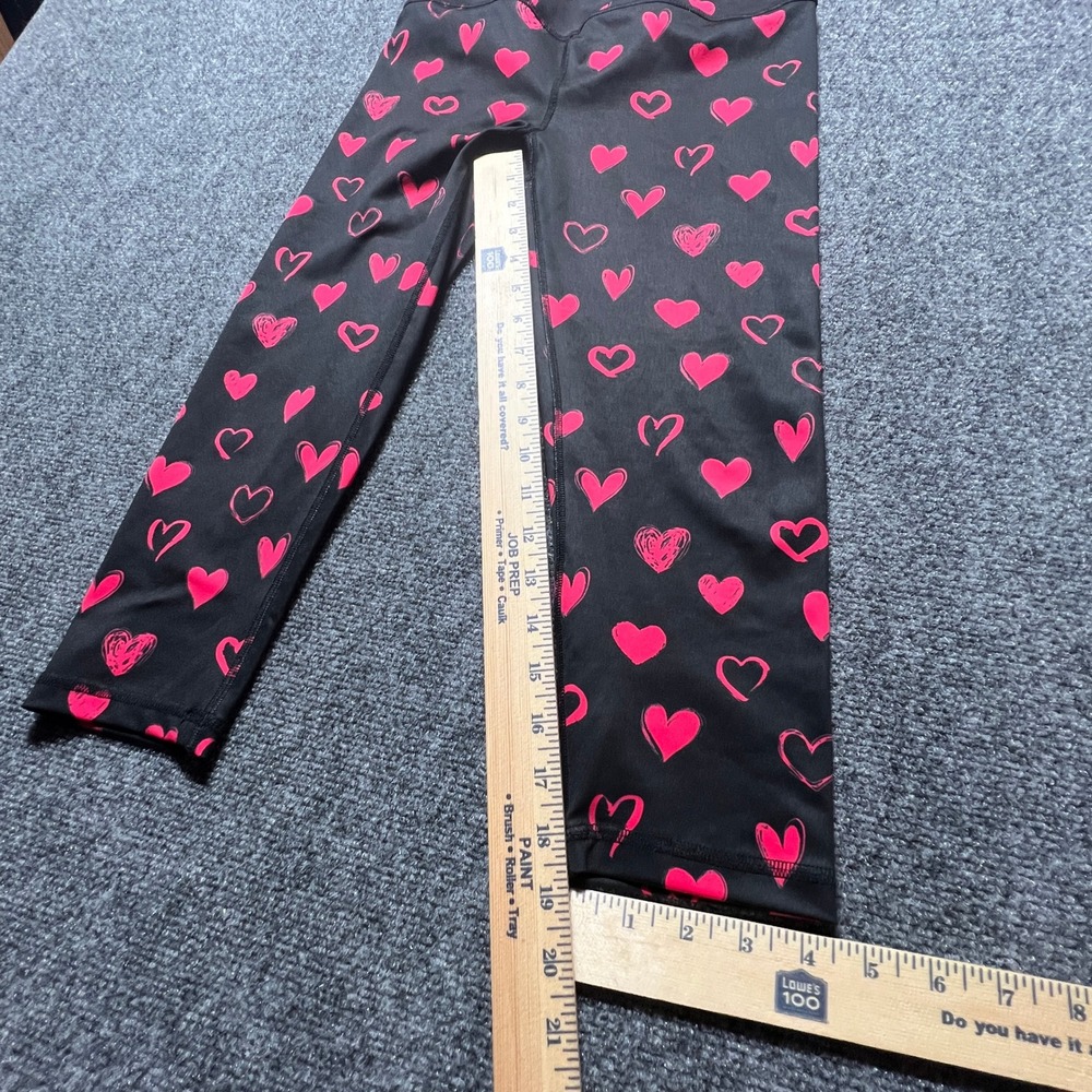 Kali Miami Fitwear Womens Black Pink Heart Print Capri Leggings Size Medium - Picture 3 of 7
